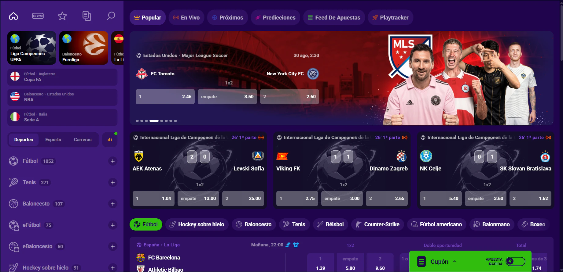 Apuestas deportivas y eSports en LiraSpin Casino