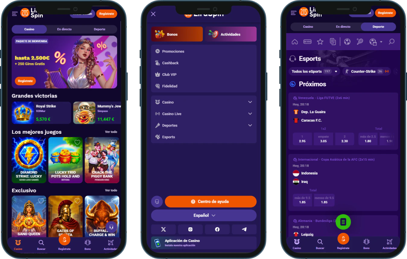 LiraSpin Casino en el móvil
